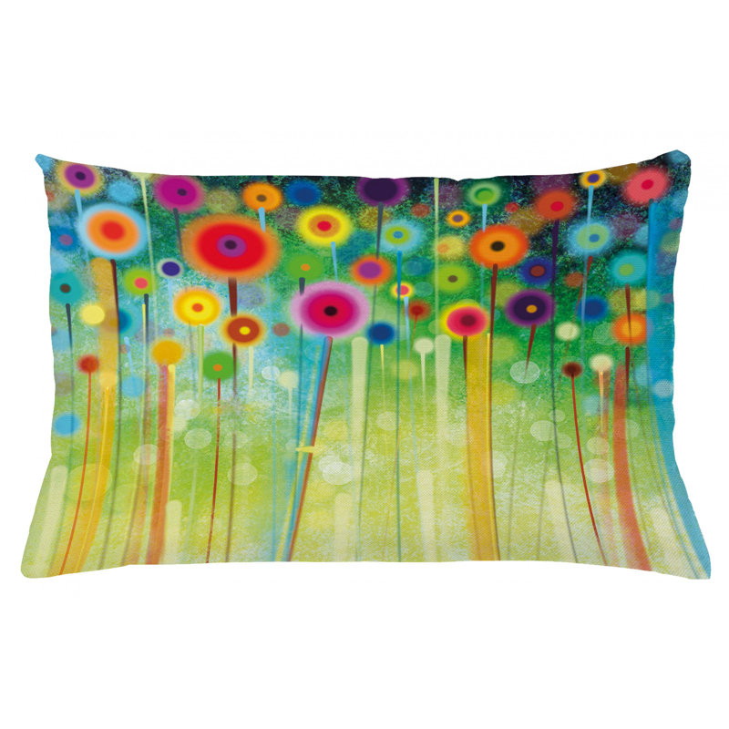 Housse de coussin lombaire intérieur/extérieur fleur, 16 po x 26 po
