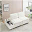 Un canapé double de 74 pouces élégant et simple, un canapé en flanelle beige clair, avec porte-gobelet, dossier réglable et compartiment de rangement, convient au salon, à la chambre à coucher et au balcon.