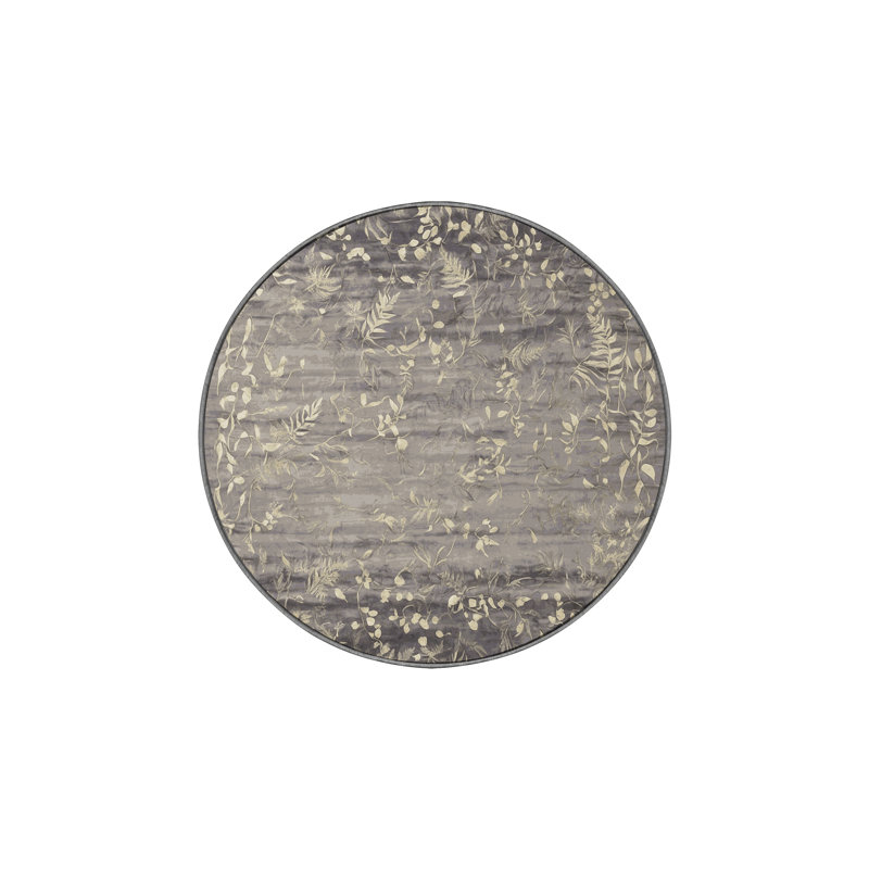 Machine Washable Gray Area Rug, Round 5'