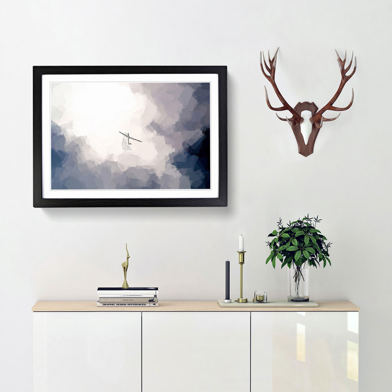 Air Glider in the Clouds in Abstract - Picture Frame Graphic Art Print, 36cm H x 48cm W x 2cm D, Black Framed
