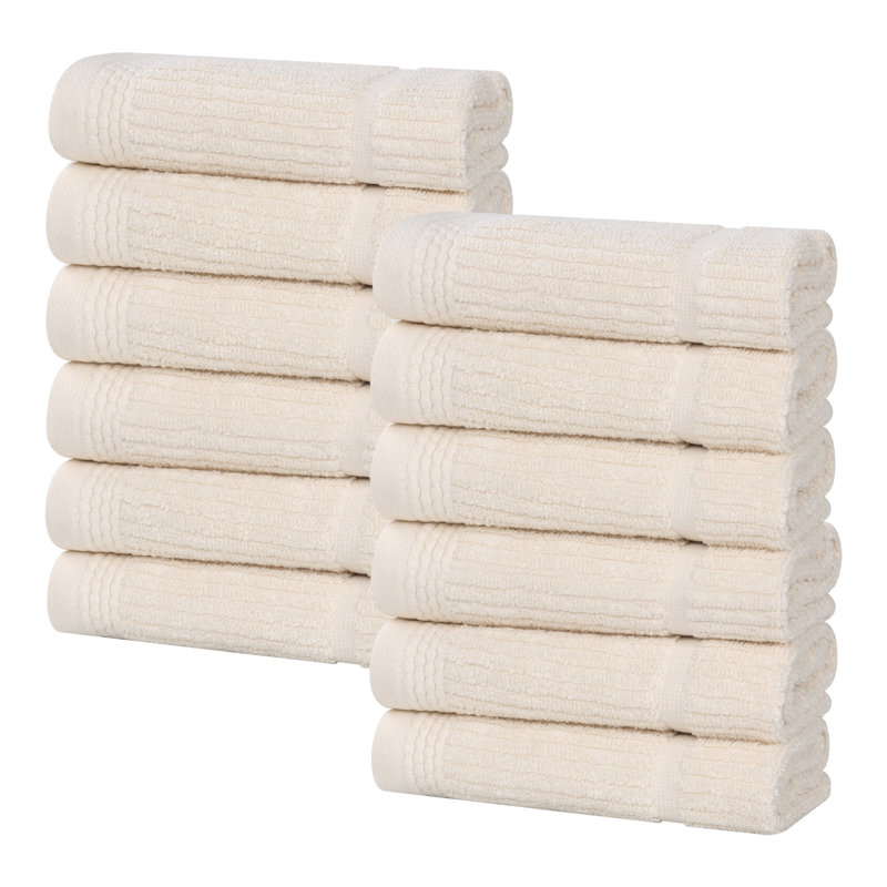 Serviettes de table en mélange de coton Milo Smart Twist Viscose, Ivoire ivoire, Gant de toilette - paquet de 12,