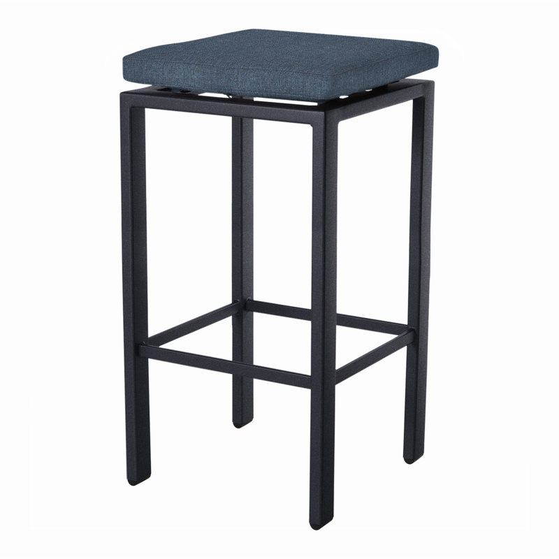 Aris Outdoor Bar Stool, Graphite, Flagship Stone Sunbrella®, 31.25"