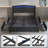 Full Upholstered Platform Bed with 4 Storage Drawers, Bed Frame with Wingback Headboard, RGB LED Lights & Charging Station, Easy Assembly, Black-1807839366-1807839363