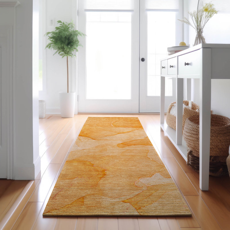 Premium Machine Washable Cerrito AMF509 Orange Rug, Runner 2'3" x 7'6"