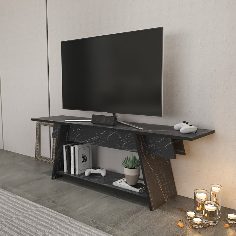 Birgitta TV Stand for TVs up to 65", 120cm W x 35cm D x 50cm H, Black Marble