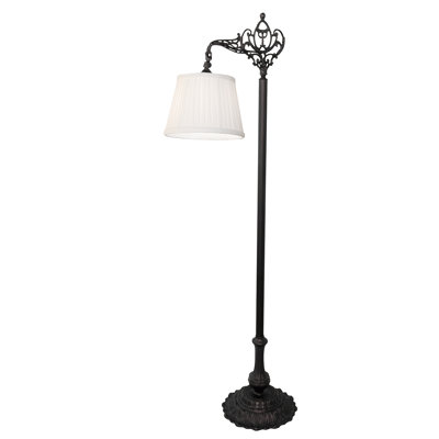 Lampe sur pied 60 po de hauteur avec accoudoirs en pont de style victorien plissé Textrene