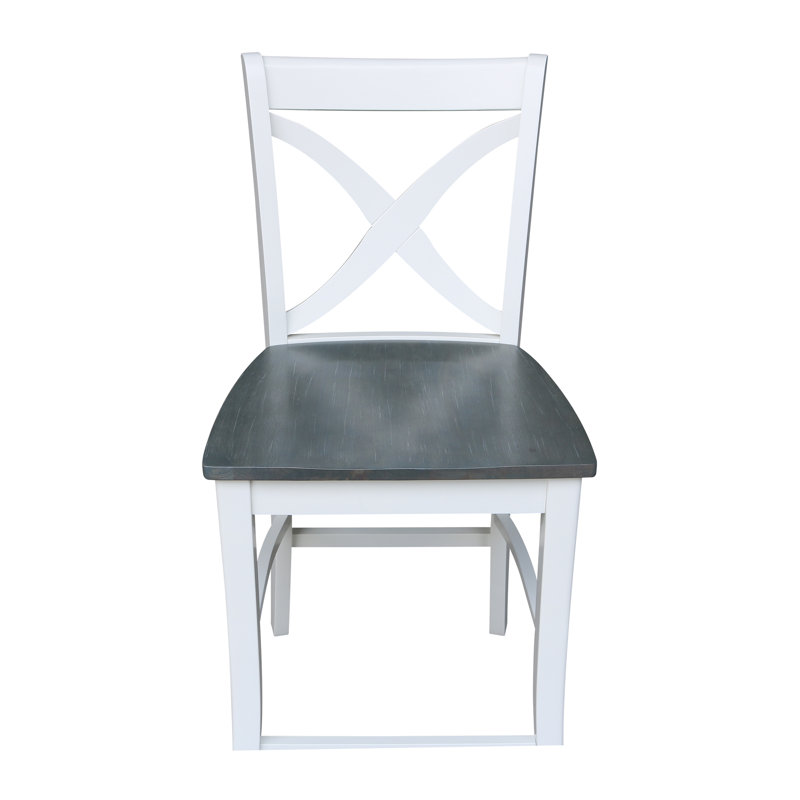 Tabouret Ludivine, Gris chiné / Blanc, Tabouret de comptoir (siège d'une hauteur de 24 p