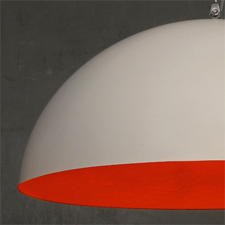 1 - Light Chrome Dome Pendant, White/Red