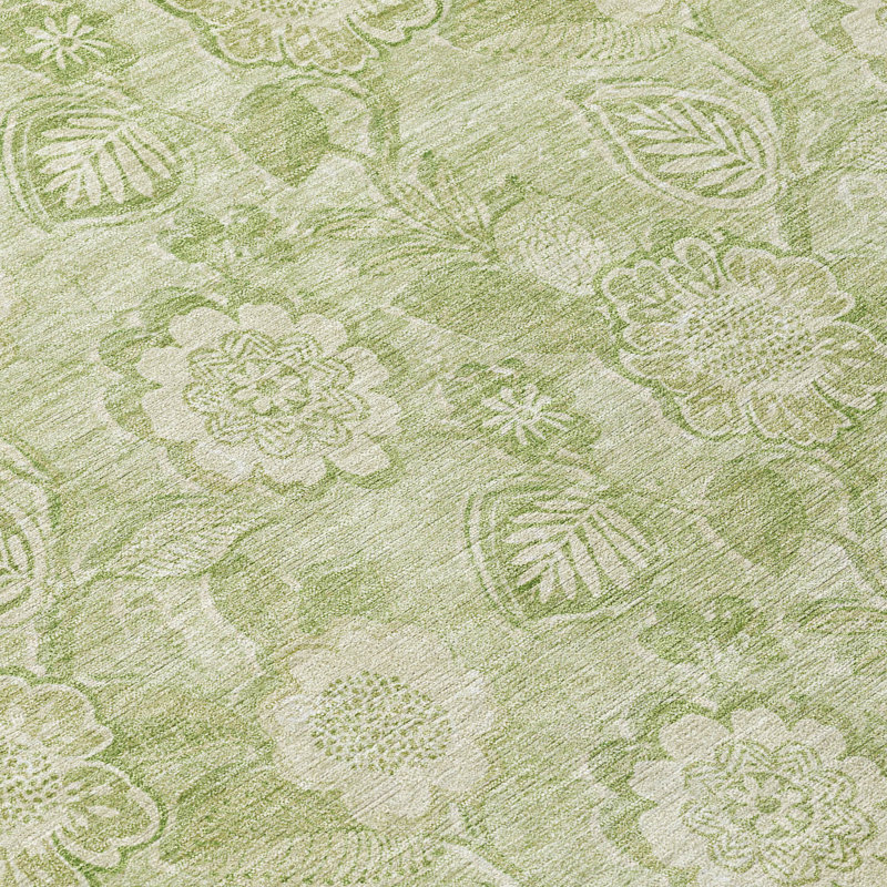 Machine Washable Indoor/Outdoor Xhevrie Sage Rug, Rectangle 2'6" x 3'10"