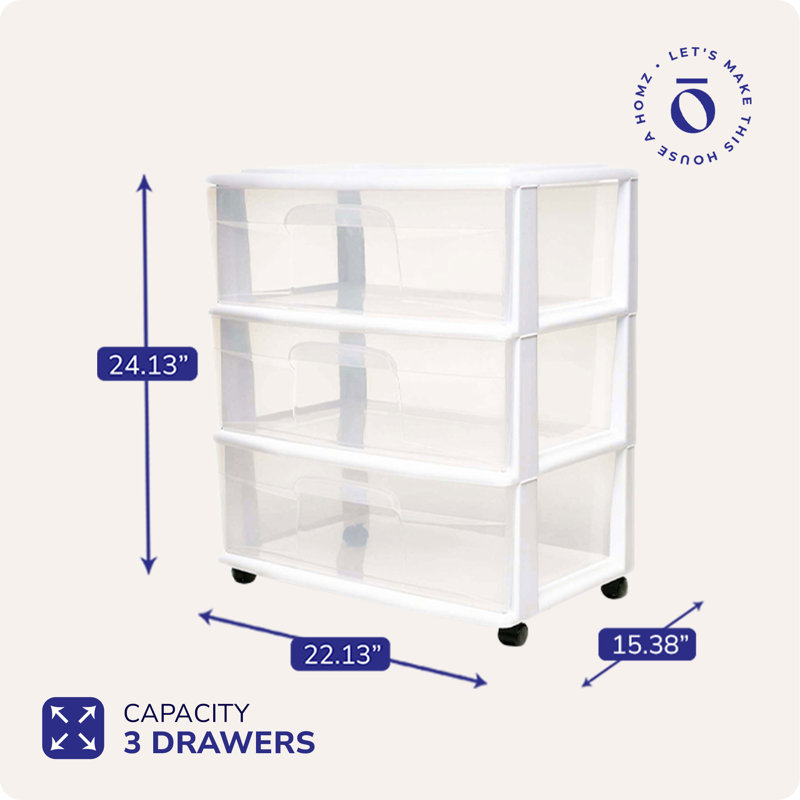 Homz Plastic Decorative Bin, Clear/White