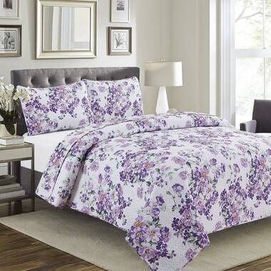 Nelda Microfiber Percale Floral Quilt Set