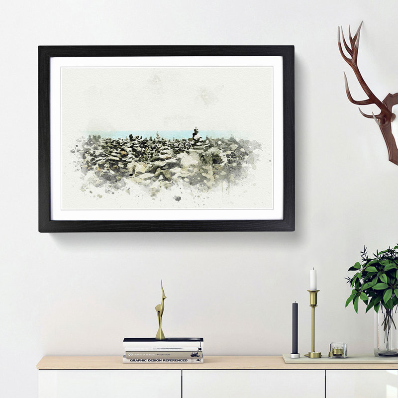 Stacked Stones in Spain in Abstract - Framed Print, Black Framed, 62cm H x 87cm W x 2cm D