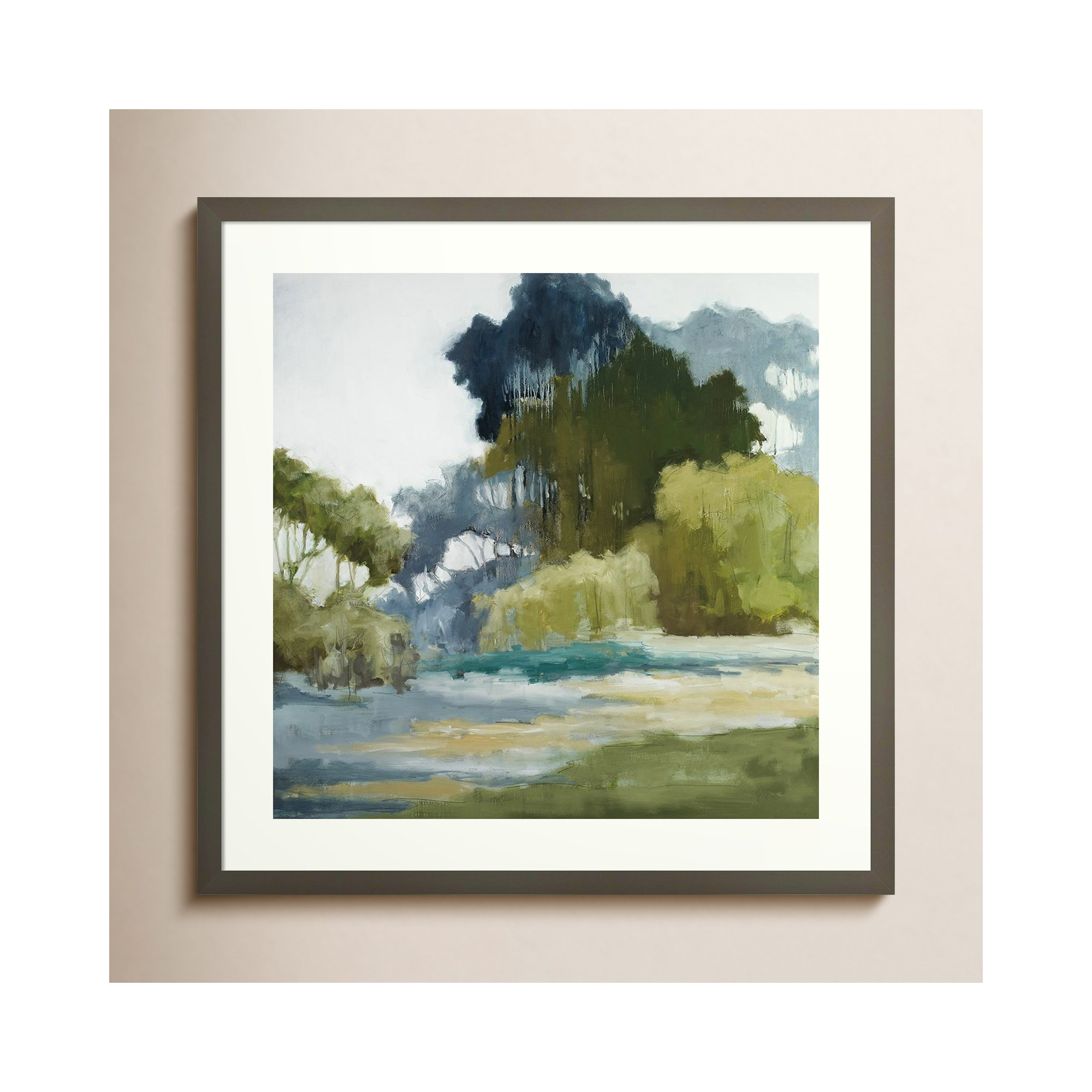 Bean Fileds Tall Trees by Jacqueline Ellens, Gray Framed Paper, 25" H x 25" W