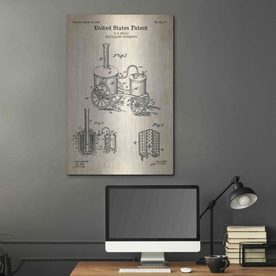 " Distillery Apparatus Blueprint Patent Parchment " by Luxe Metal Portfolio