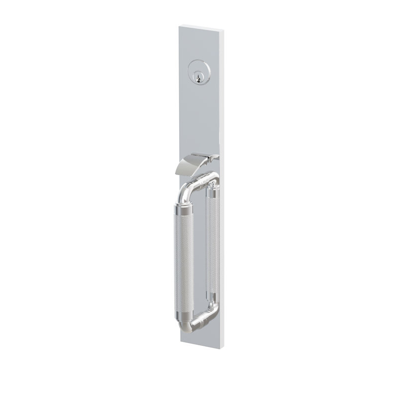 Emtek SELECT Faux mortaiser pleine longueur, tige extérieure en forme de R avec poignée moletée, tige intérieure conique avec bouton moleté, chrome poli