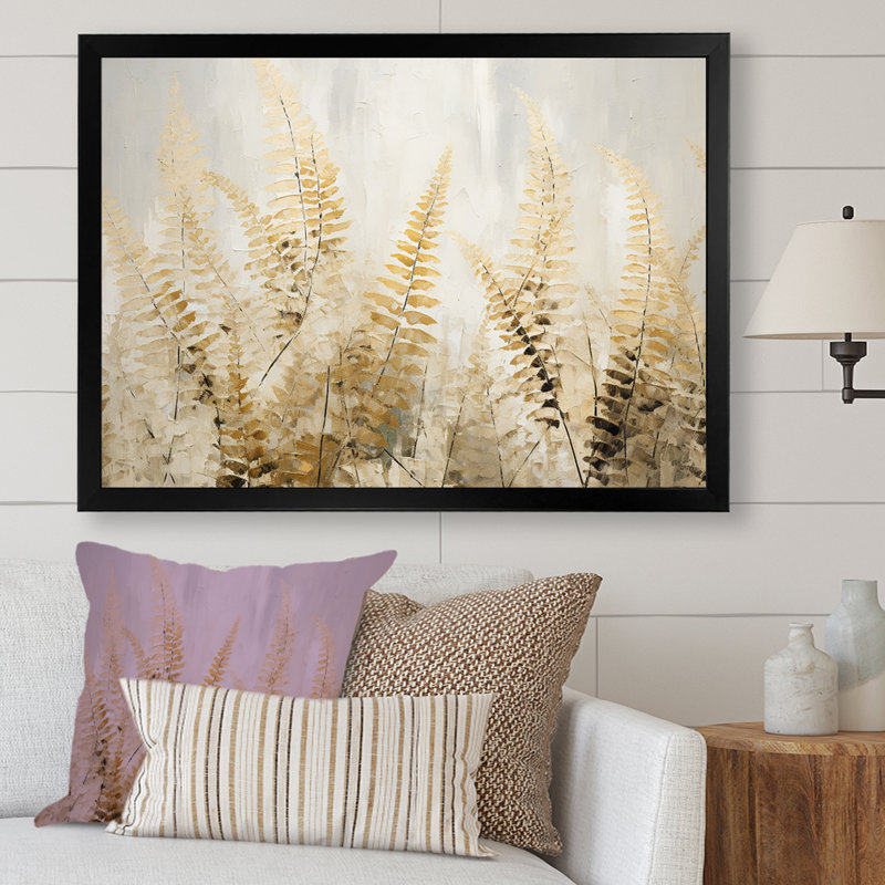 «Golden Ferns Silent Gracefulness» sur toile, Cadre simple noir, H 12 po x l 20 po x P 1 po
