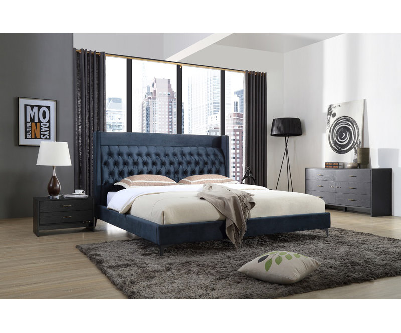 Ensemble de chambre configurable avec lit plateforme tapissier