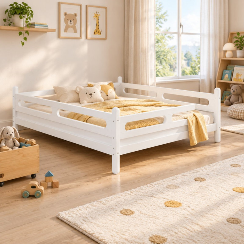 Cadre de lit pour enfant pleine grandeur, Blanc