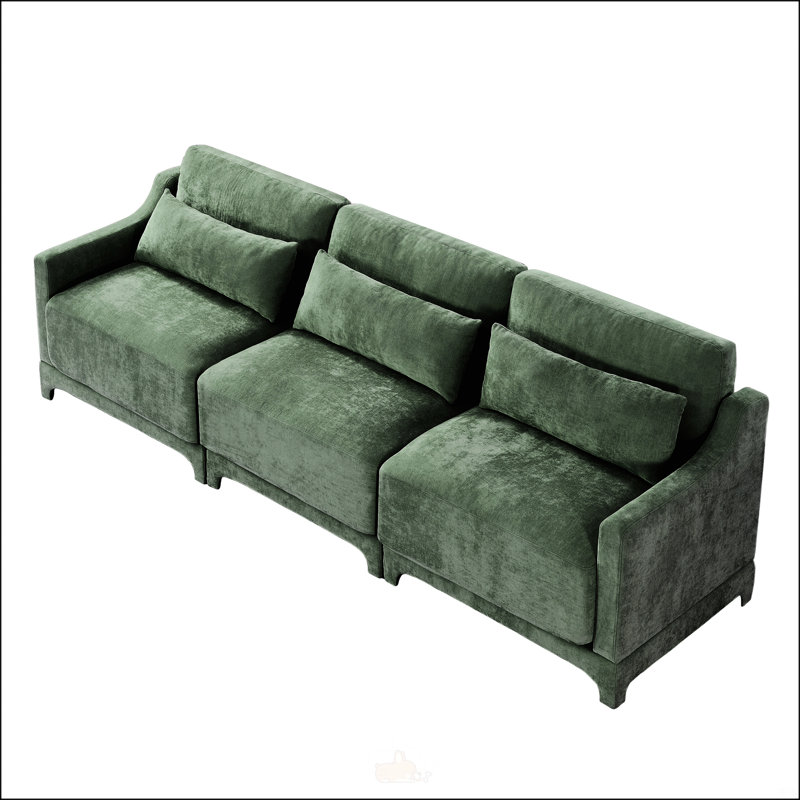 Three - Seater Sofa With Lumbar Pillow, Beige