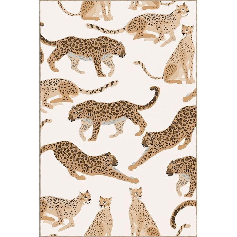 Tapis décoratif lavable à la machine Leopard, Rectangle 3 pi 3 po x 4 pi 11 po