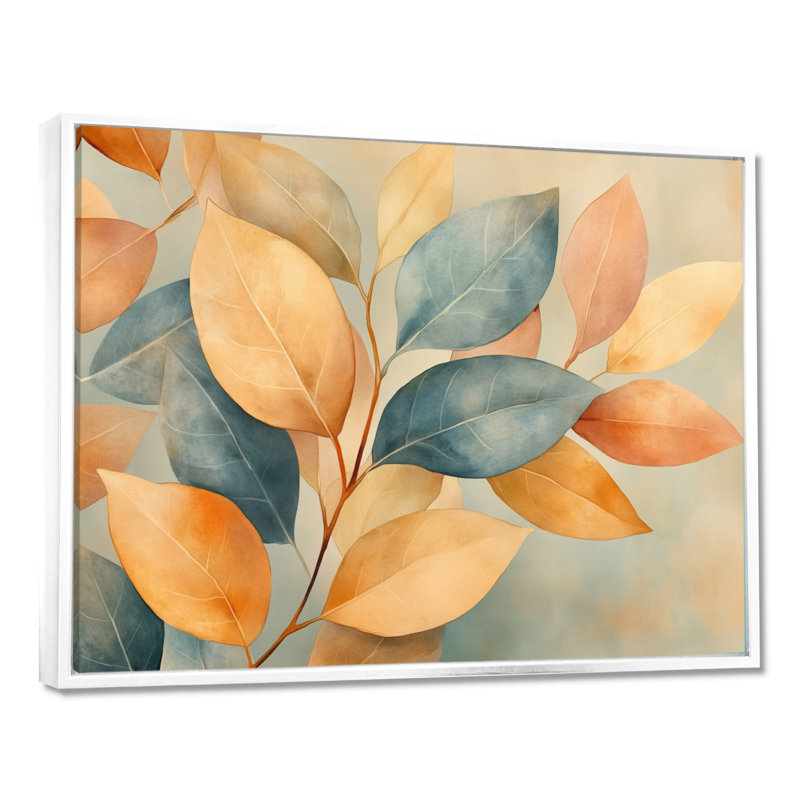 Earth Tone Ficus I - reproduction d'art botanique murale orange, H 12 po x l 20 po, Toile tendue