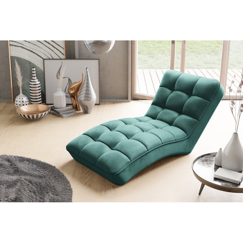 Zakariyya Upholstered Chaise Lounge, Light Green