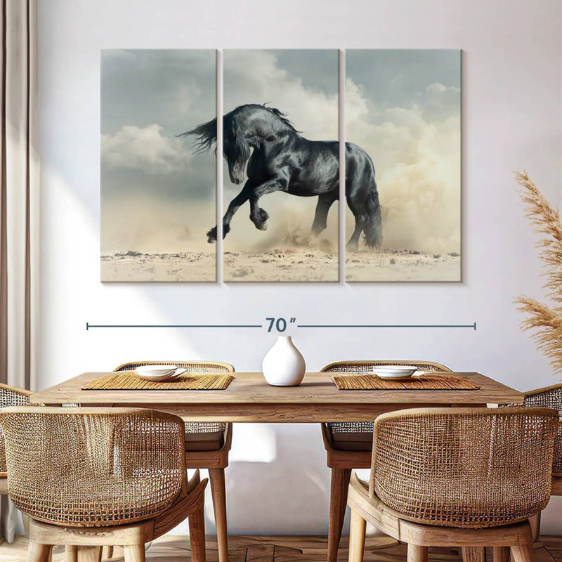 Brampt Powerful Black Stallion, 42" H x 65" W