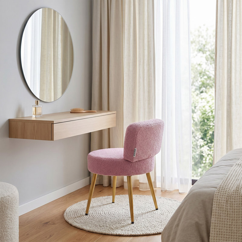 Solid Wood Accent Stool, Pink