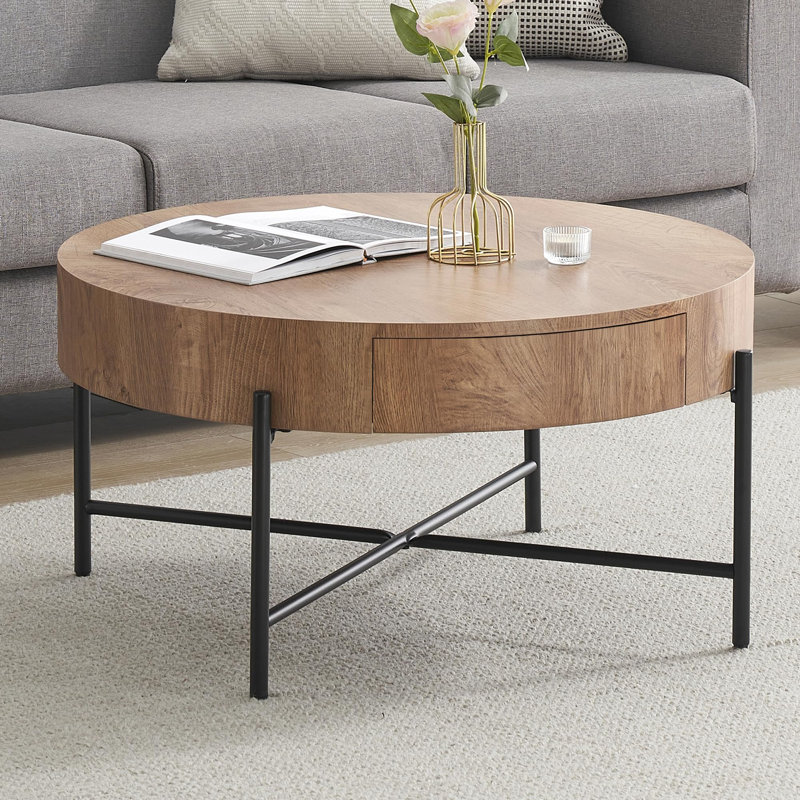 Table basse ronde 31,9 "avec tiroirs Table basse circulaire avec rangement