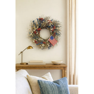 Preserved Patriotic Twigs and American Flag Wreath
