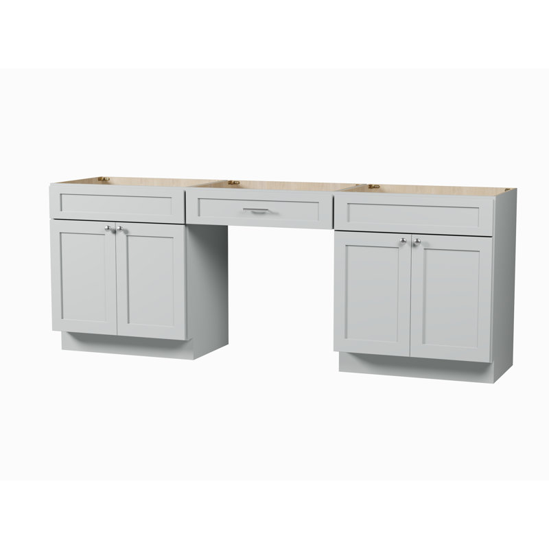 90'' Double Bathroom Vanity Base Only, Gray