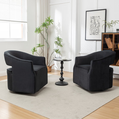 Fumiyo Velvet Swivel Barrel Chair