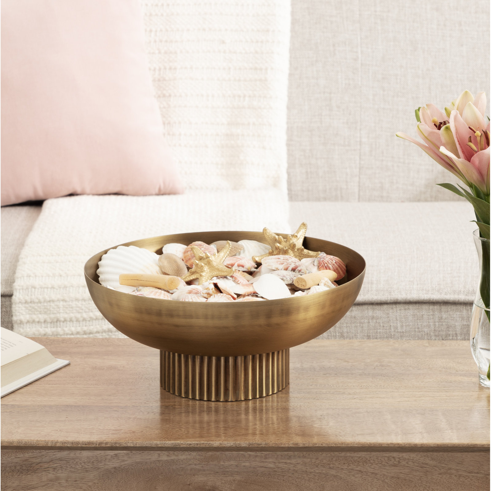 Sealy Round Metal Decorative Bowl, Gold