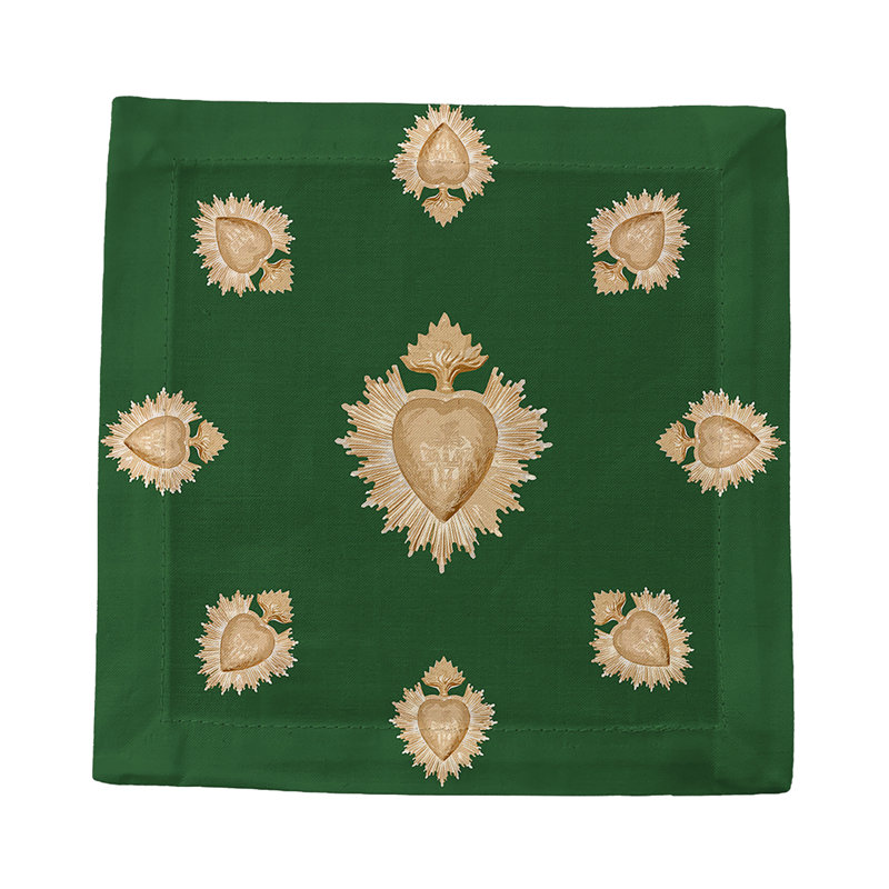 Ex Vote Cotton Sateen Cocktail Napkins, Evergreen
