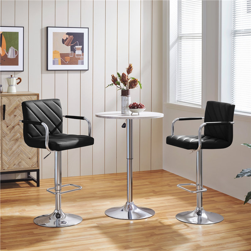 color Swivel Yes Upholstered Faux Leather Yes Bar Stool, Black, Yes
