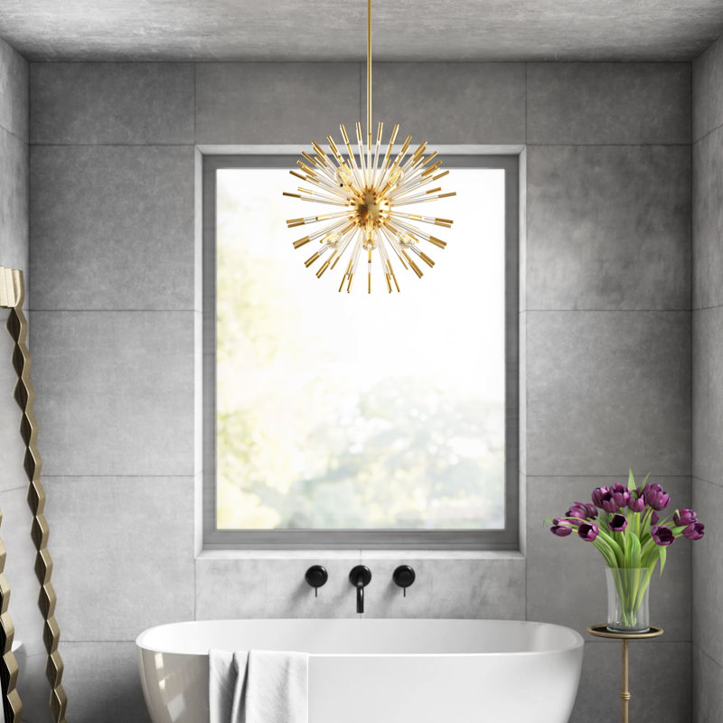 Andromeda 8 - Light Chandelier, Modern Brass, 20" H x 20" W x 20" D