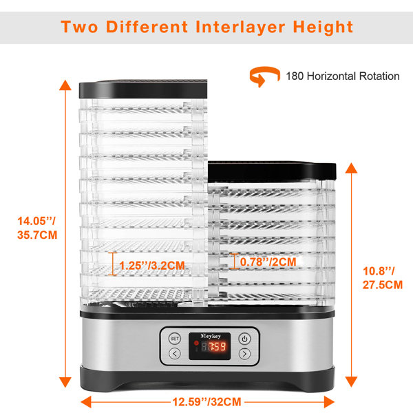 Ivation Powerful 9-Tray Food Dehydrator, Transparent Shelves, Programmable, Dishwasher-Safe Parts, Black