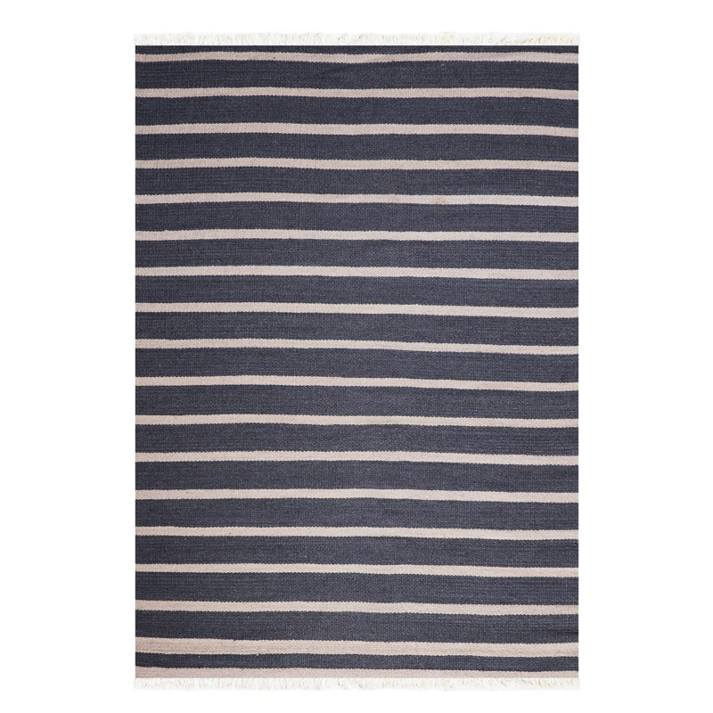 Reyes Hand Woven Flat Weave Kilim Wool Eco-Friendly Area Rugs - 10' x 13', Rectangle, Charcoal Cream Color, Contemporary Modern Design, Low Pile Handmade Area Rugs for Living Room, Bed Room