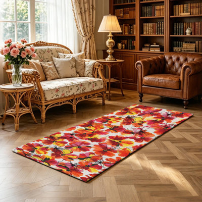 Tapis de couloir de cuisine coloré coloré, tapis de sol lavable antidérapant à motif aquarelle bohémien pour évier de cuisine, îlot, buanderie et couloir