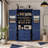 Freestanding Kitchen Pantry Cabinet, Integrated Power Outlets, Adjustable Shelving & Wine Rack, Contemporary Style, Dining & Living Room-177876947