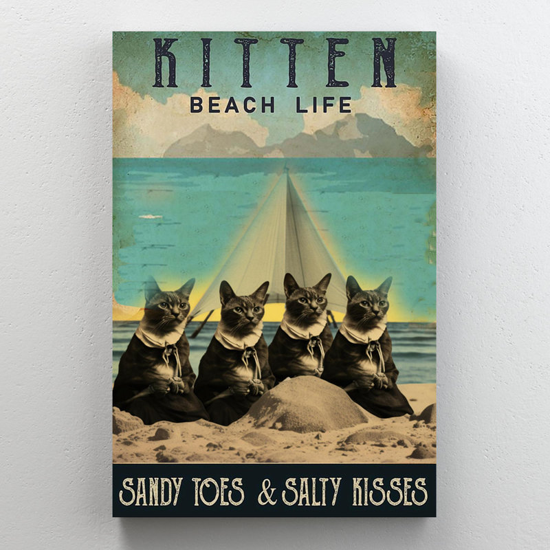 Leriyah Kitten Beach Life On Canvas Print, H 36 po x l 24 po x P 1,25 po