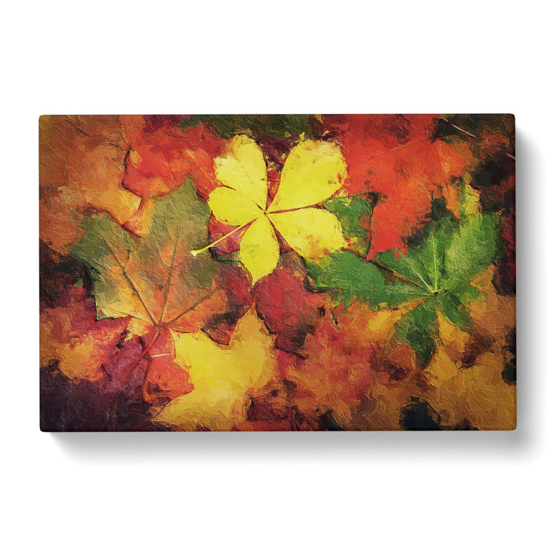 Leaves On An Autumn Forest - Wrapped Canvas Painting, 40cm H x 60cm W x 3cm D