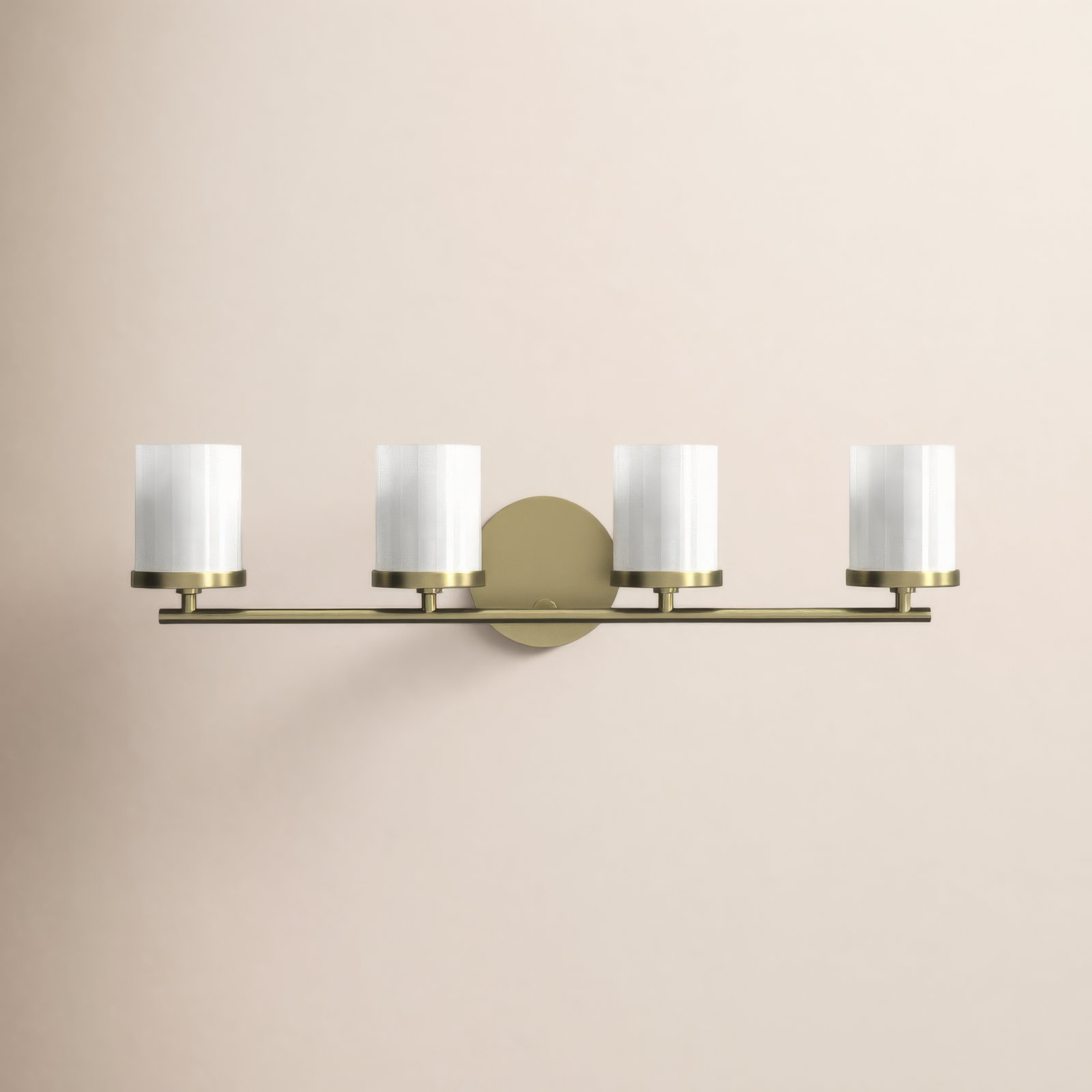 4 Light Dimmable Vanity Light, Aged Brass