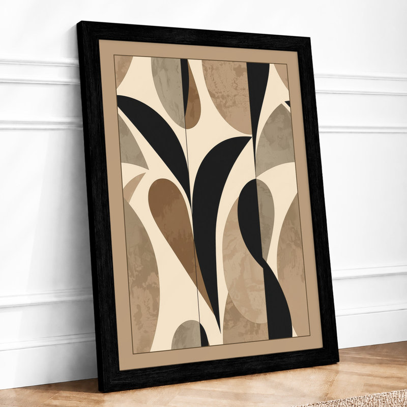 Organic Forms Rising Mid-Century - Framed Print, Black, A4 - 29.7 x 21.0 cm