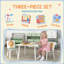 AIYAPLAY 3-Piece Kids Table with 2 Chairs Set for Bedroom, Nursery, Green