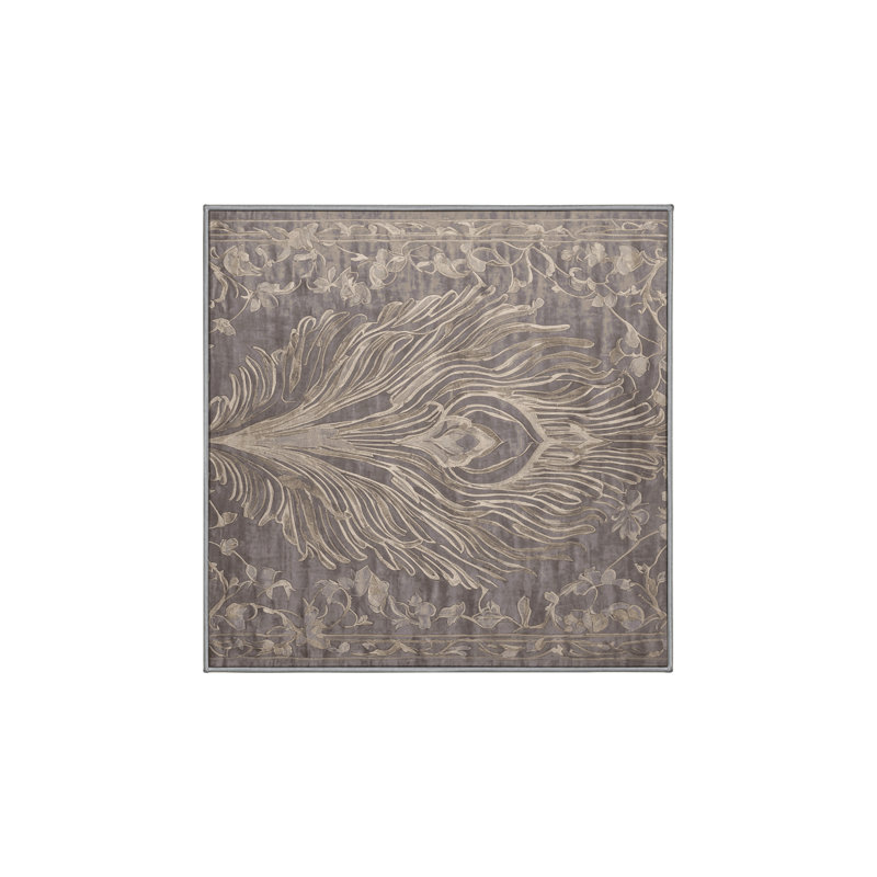 Machine Washable Gray Area Rug, Square 4'