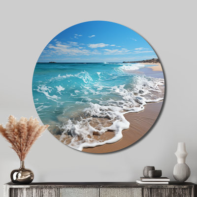 «Oceanic Beach Harmony I» - art en métal rond côtier