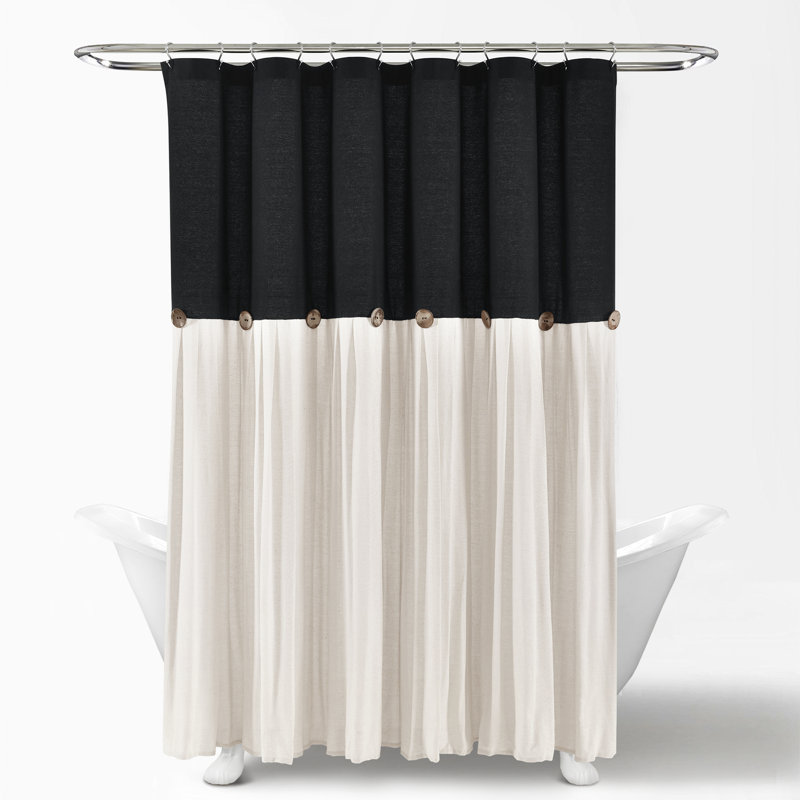 Ruya Polyester Blend Shower Curtain, Black/White, 183cm W x 183cm L