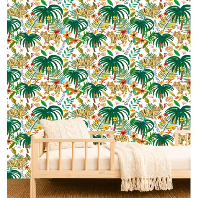 Fond d'écran Jungle Jumboree Blanc Boucher