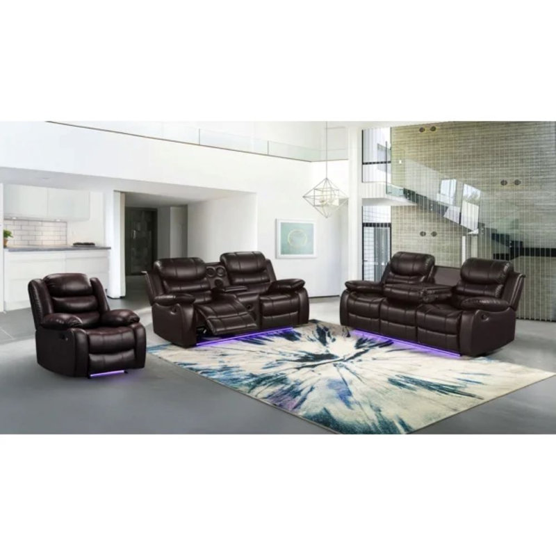 Ensemble de salon configurable, Brown, 3 pièces: chaise, causeuse, canapé